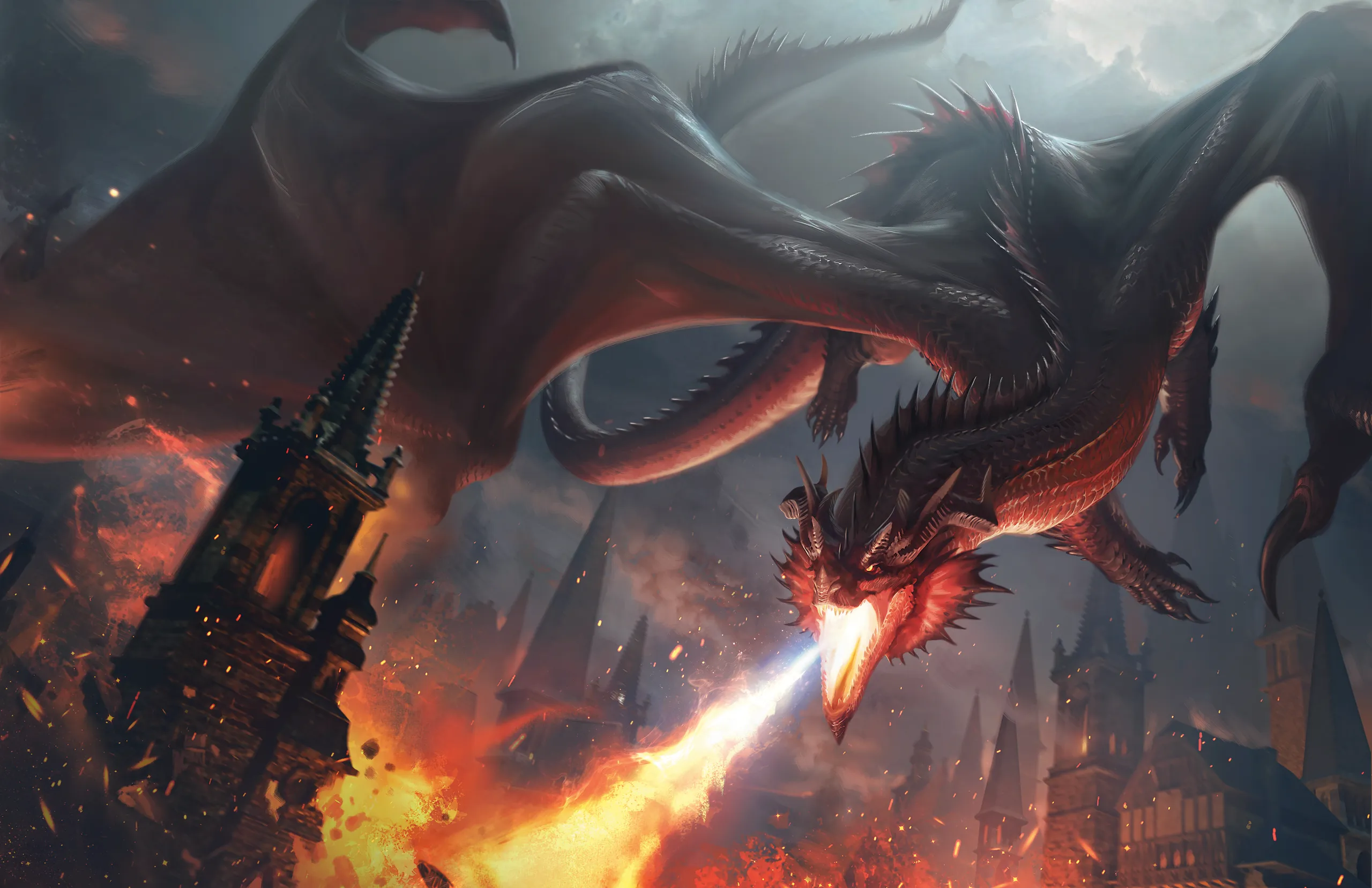 An adult red dragon unleas...