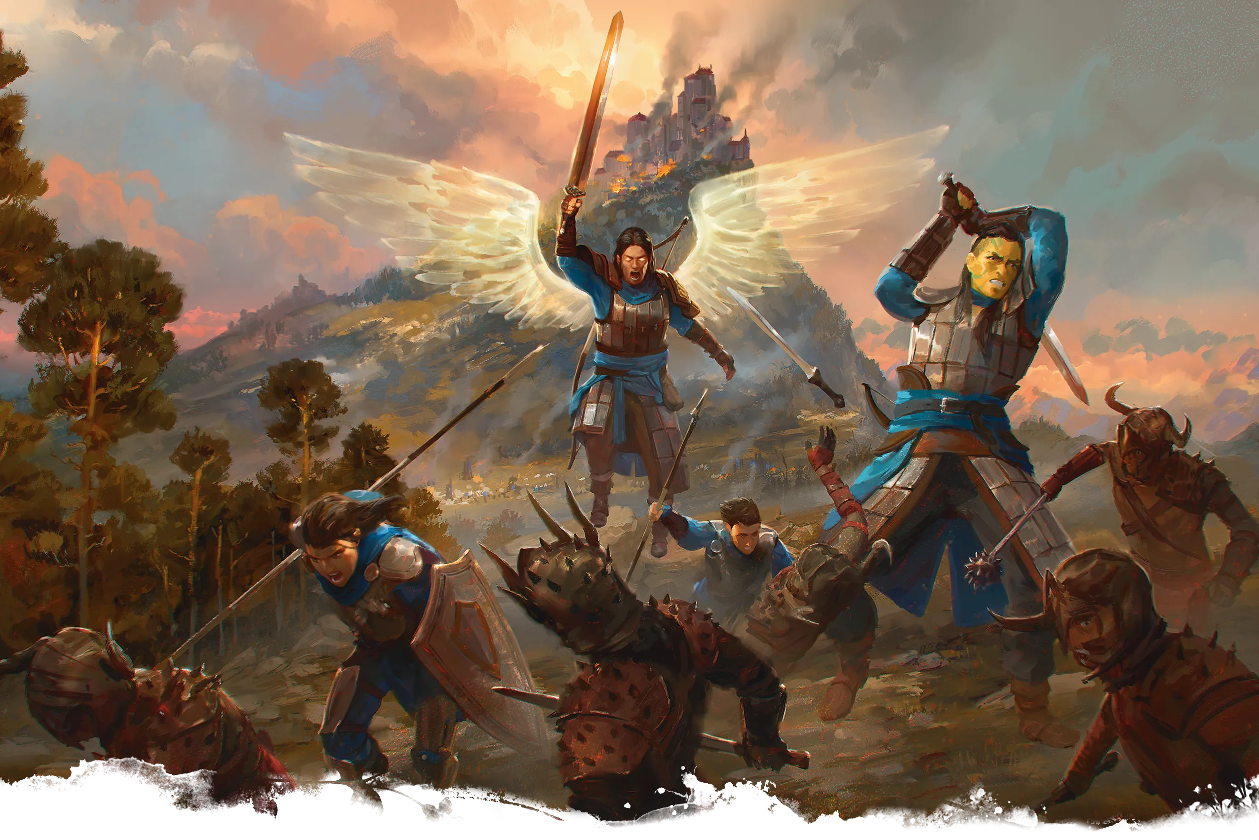 An aasimar commander leads...
