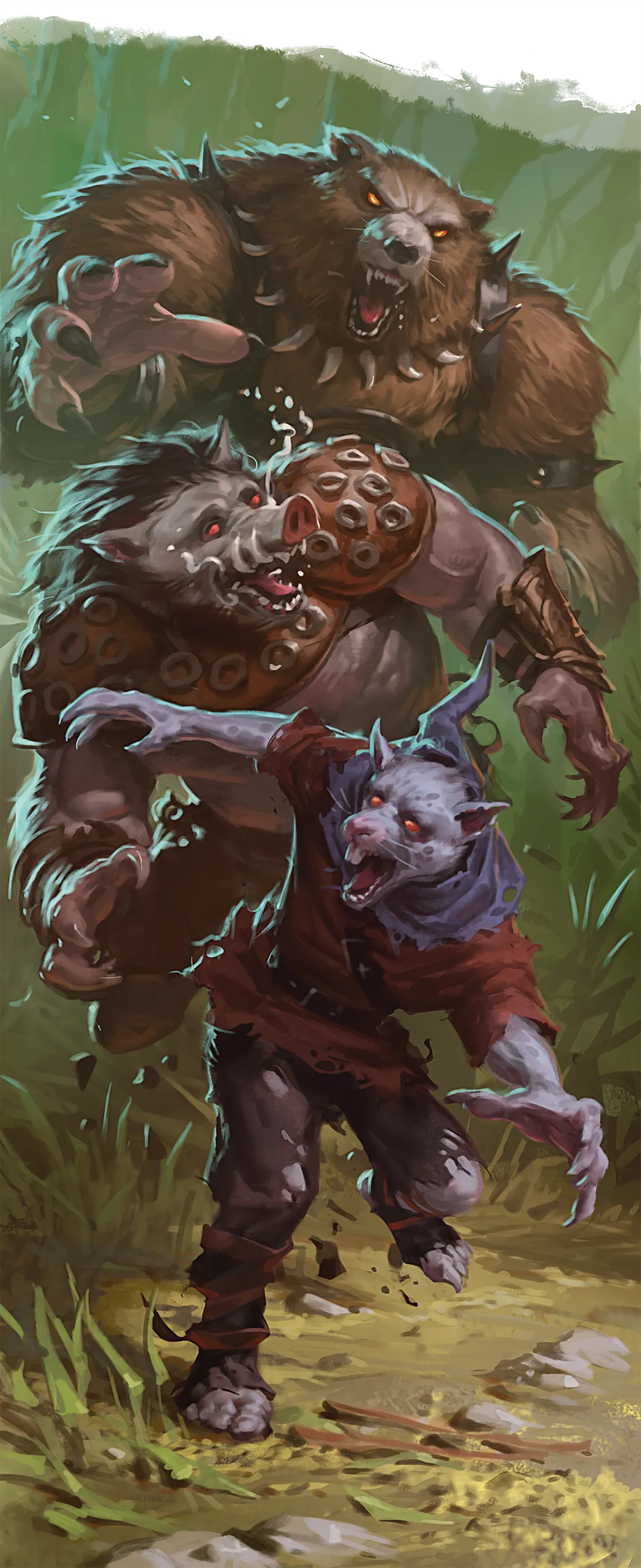A werebear chases a werebo...