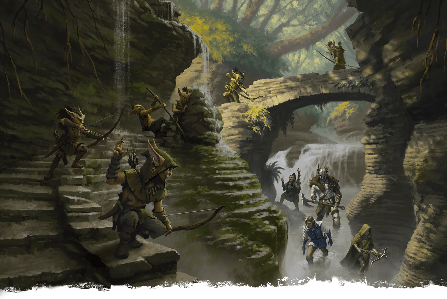 Goblin raiders prepare an ambush in a gorge