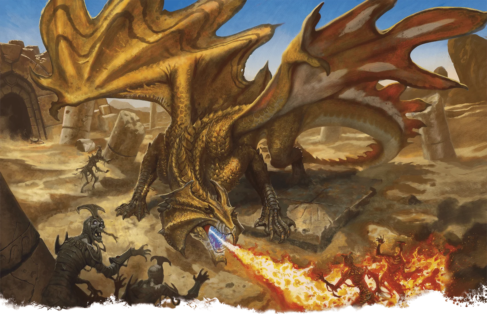 An adult brass dragon rids...