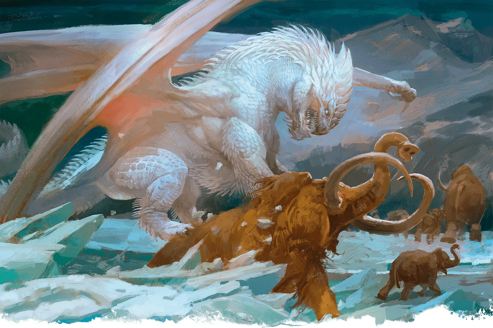 An adult white dragon view...