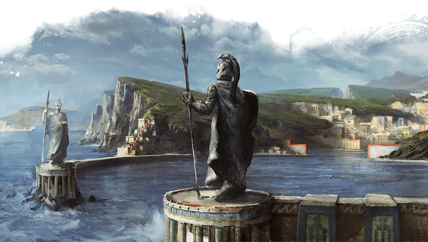 The sea wall and statues o...